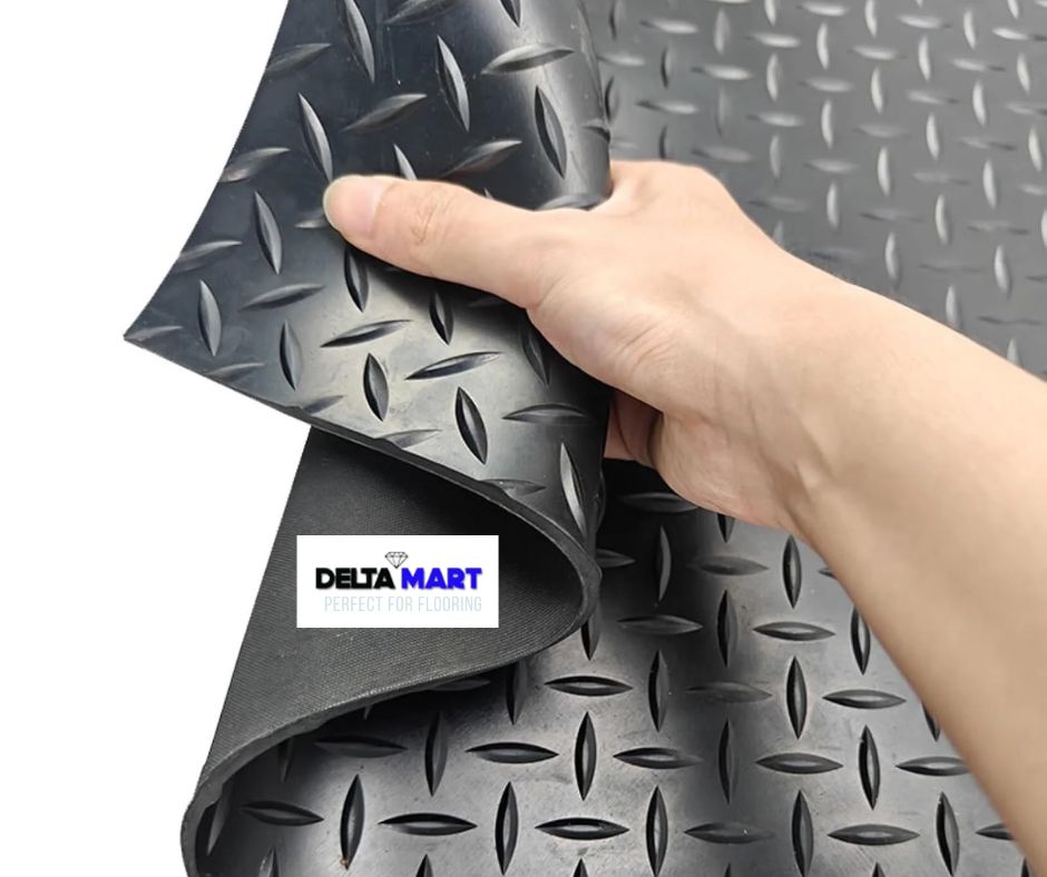 Checker Top Rubber Flooring Roll – 1.2m Wide x 3mm Thick | Up to 10m Long